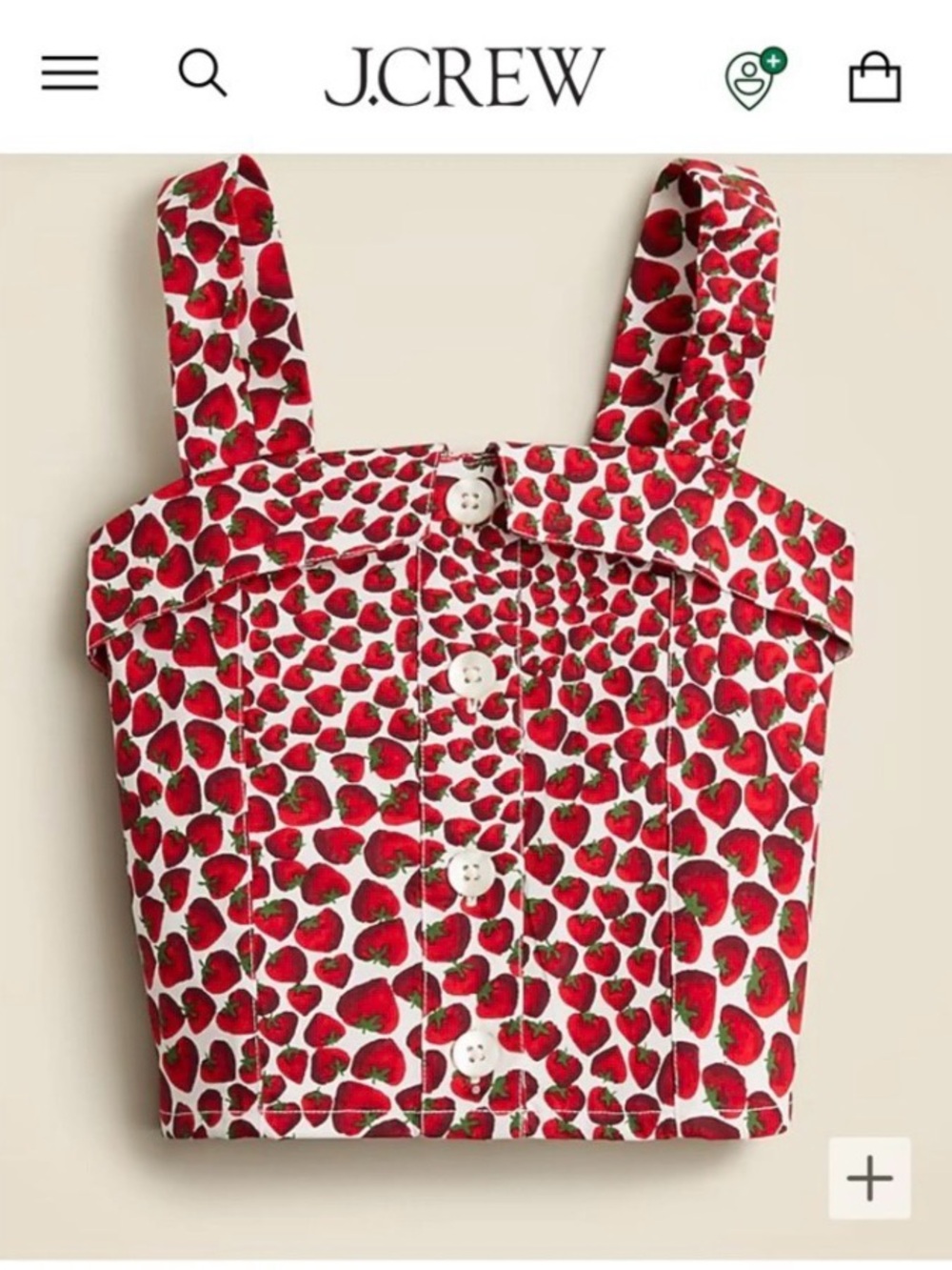 Crewcuts Red Strawberry Print Cropped Button-Front Tank size 10